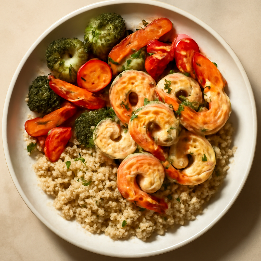 Garlic Herb Shrimp with Quinoa and Roasted Vegetables