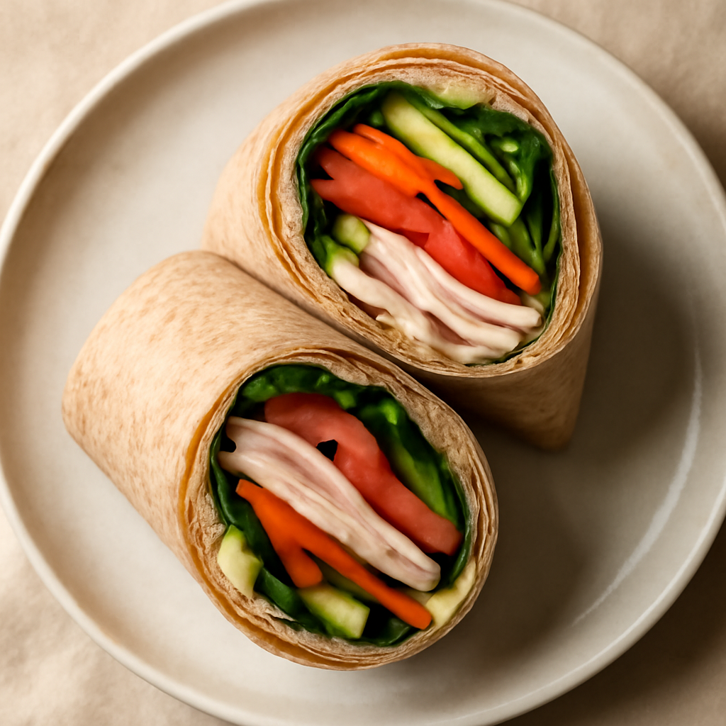 Turkey and Veggie Wraps with Hummus