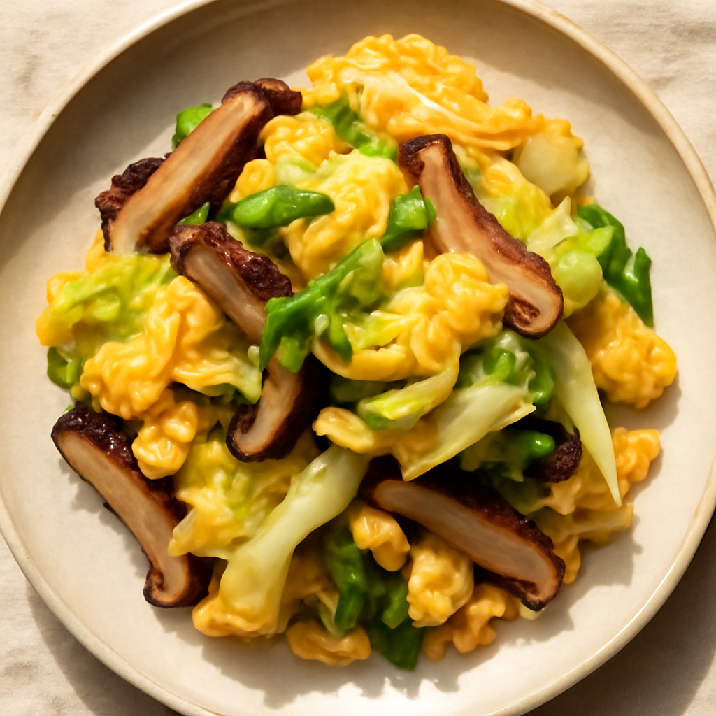Chinese Cabbage and Mushroom Breakfast Stir-Fry