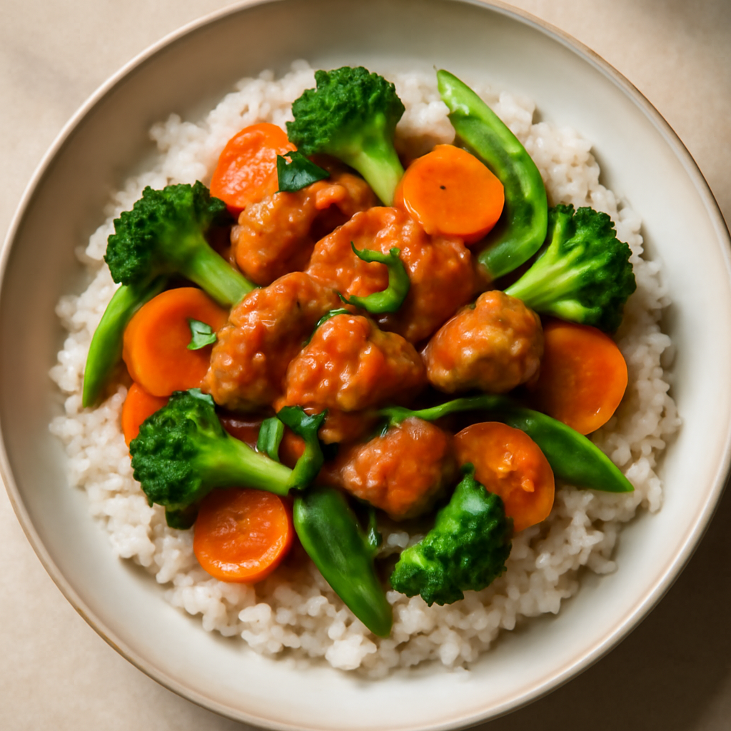 Chinese Chicken and Vegetable Rice Bowl