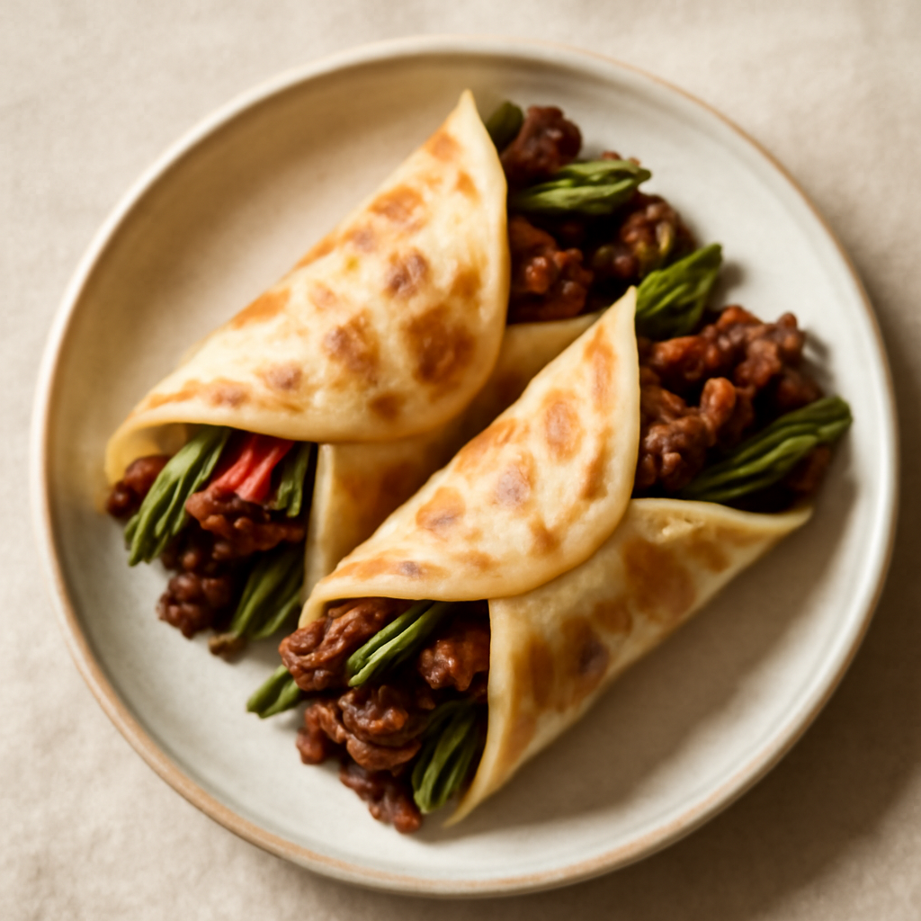 Chinese Scallion Beef Wraps