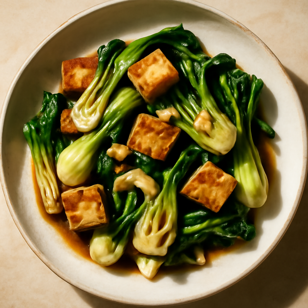 Stir-Fried Bok Choy with Garlic and Tofu