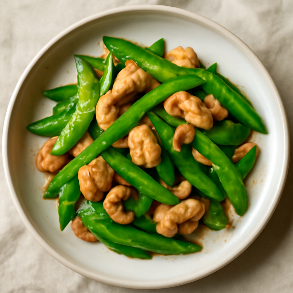 Stir-Fried Snow Peas with Garlic and Chicken
