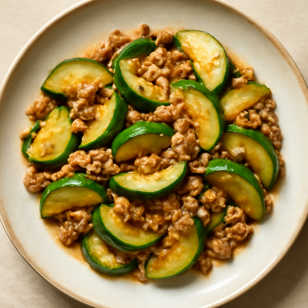 Stir-Fried Zucchini with Ground Chicken and Ginger