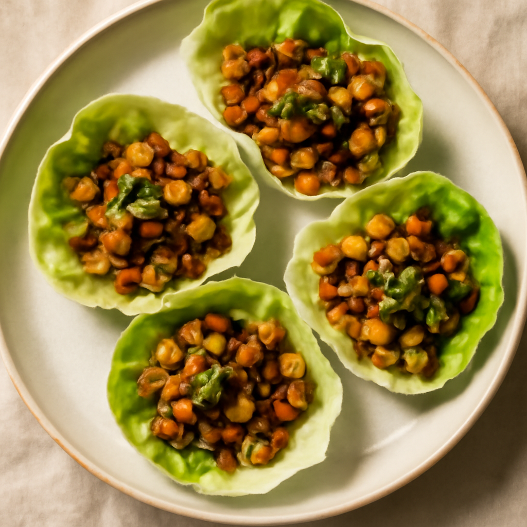 Vegan Chinese Lettuce Wraps with Mushroom and Tofu
