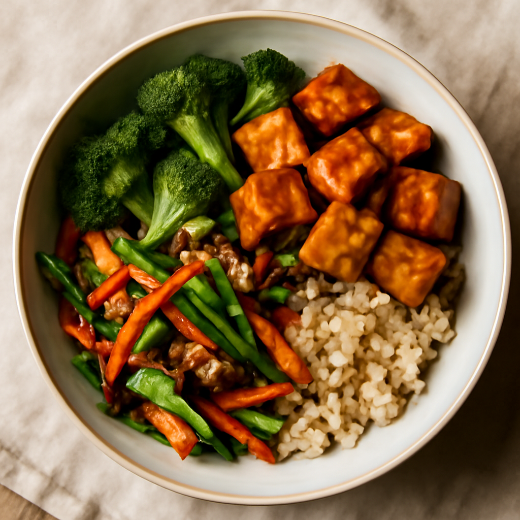 Vegan Chinese Vegetable & Tofu Rice Bowl