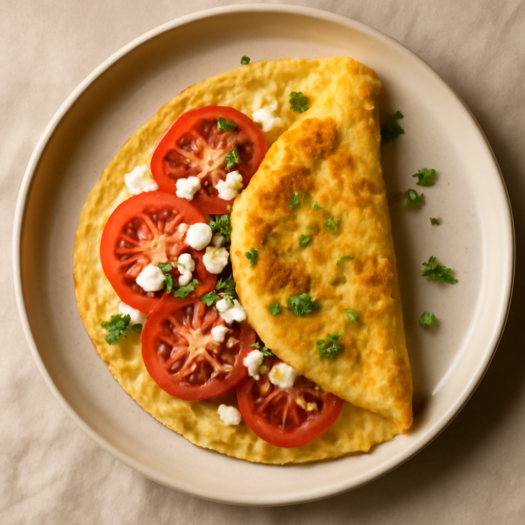 Greek Breakfast Feta and Tomato Omelette