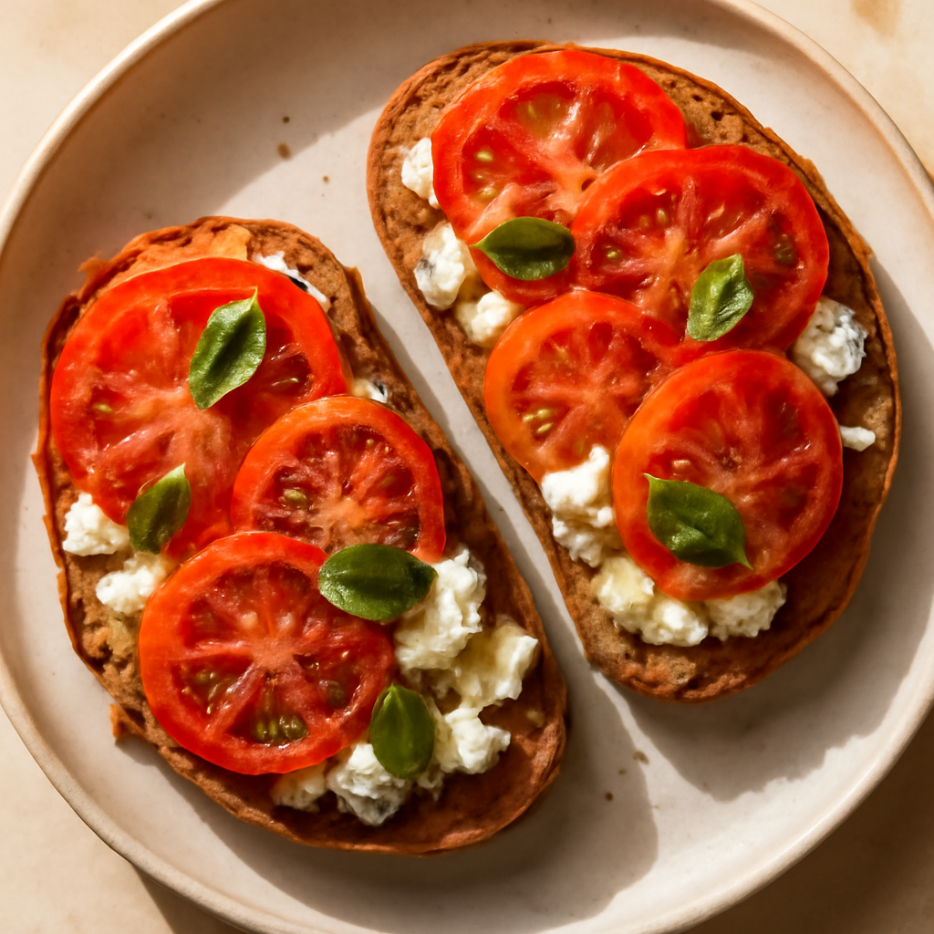 Greek Breakfast Tomato and Feta Toasts