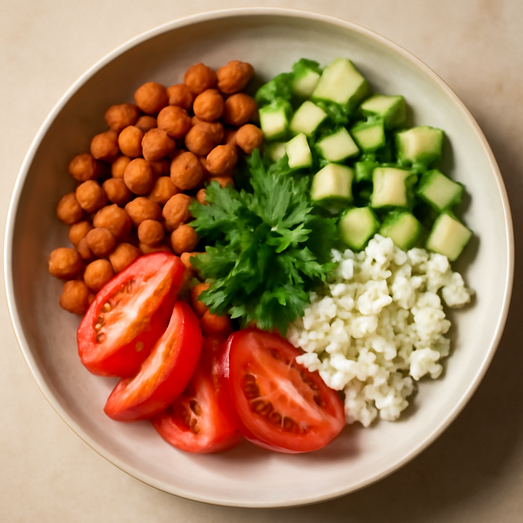 Greek Chickpea and Cucumber Bowl