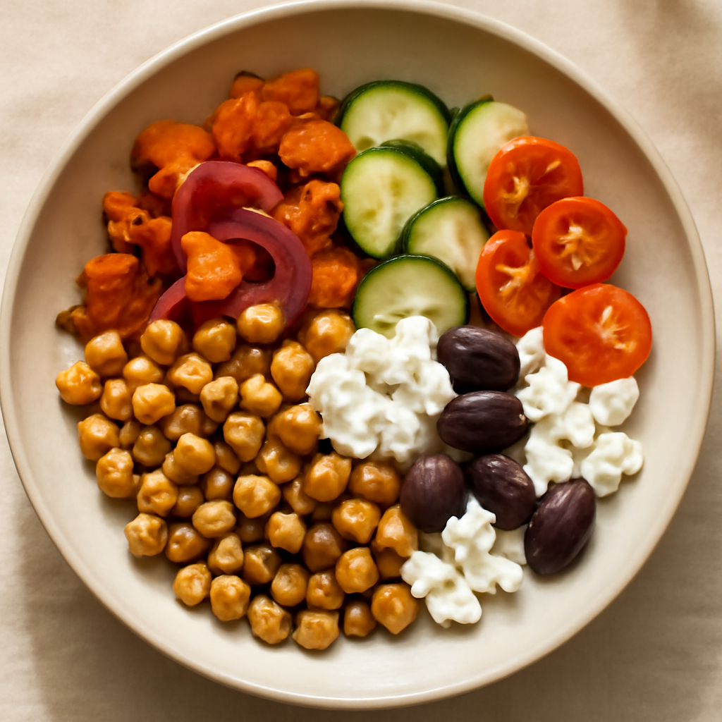 Greek Chickpea and Roasted Vegetable Bowl