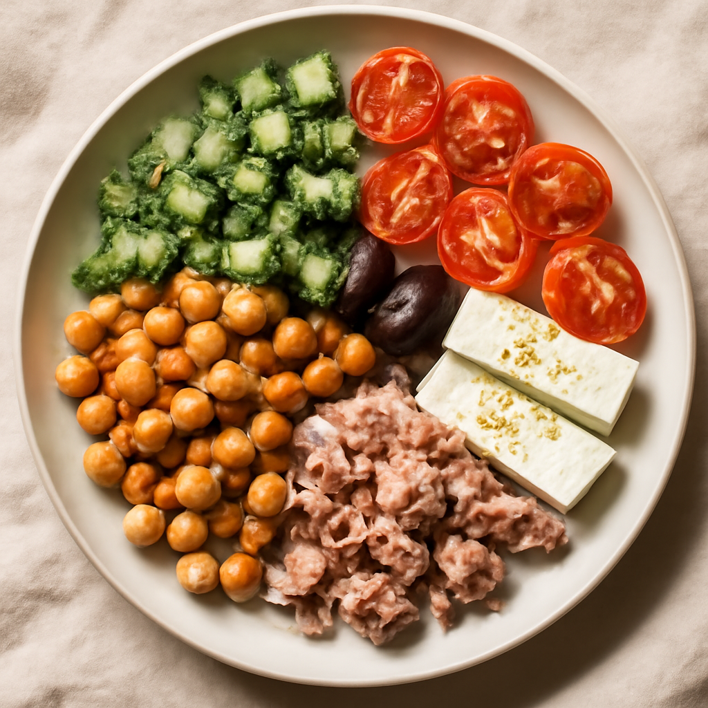 Greek Chickpea and Tuna Bowl