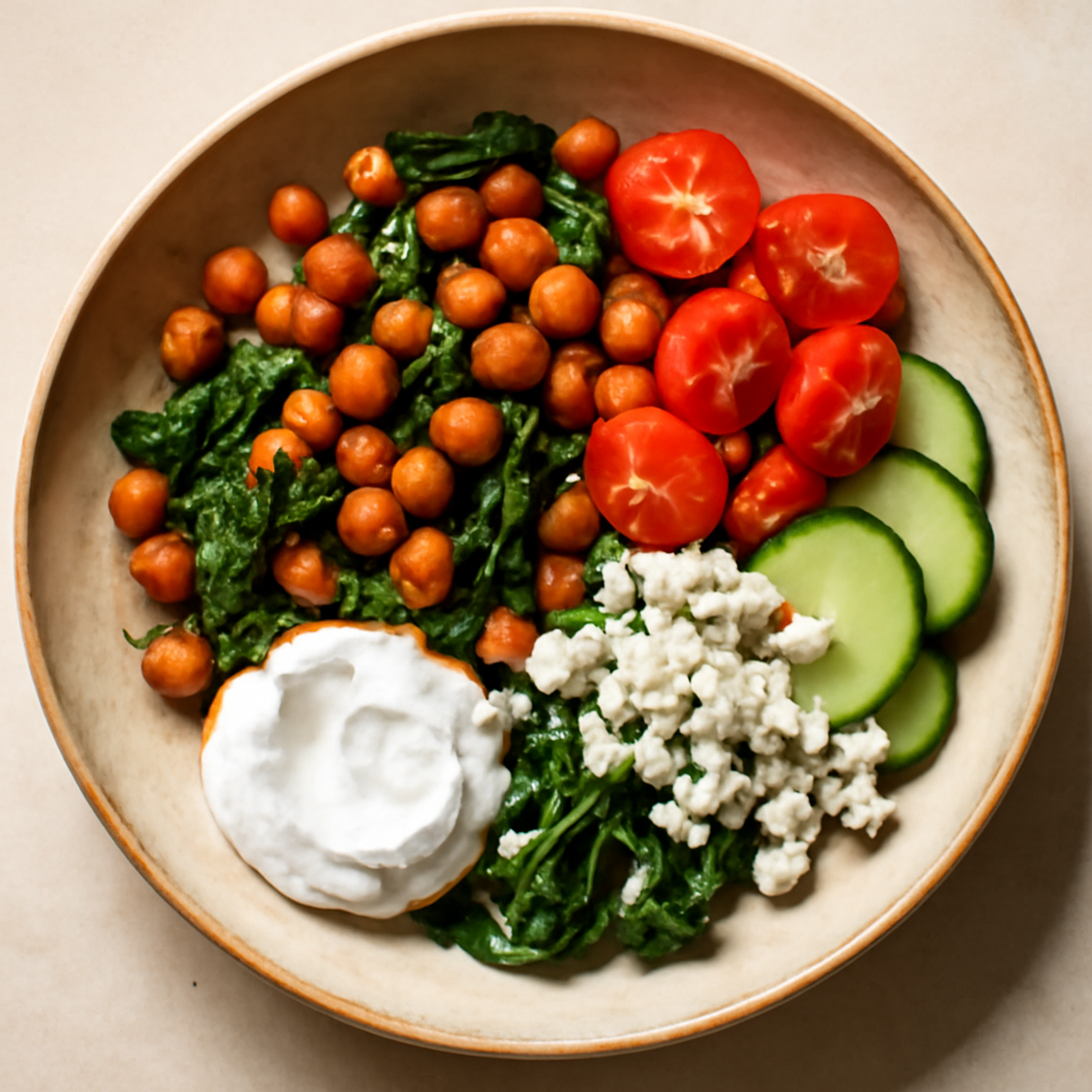Greek Chickpea & Spinach Bowl