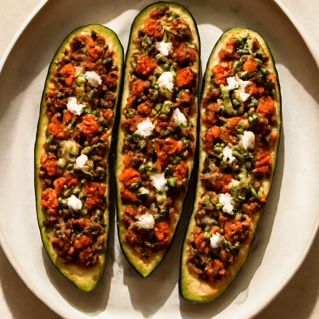 Greek Keto Stuffed Zucchini Boats