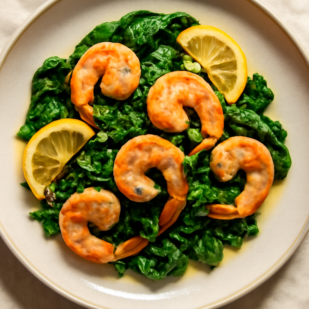 Greek Lemon Garlic Shrimp with Spinach