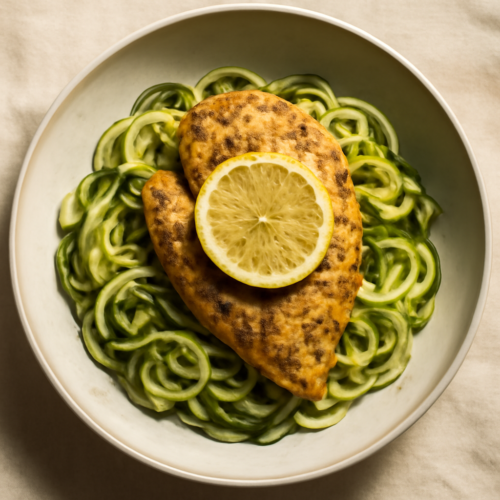 Greek Lemon Oregano Chicken with Zucchini Noodles