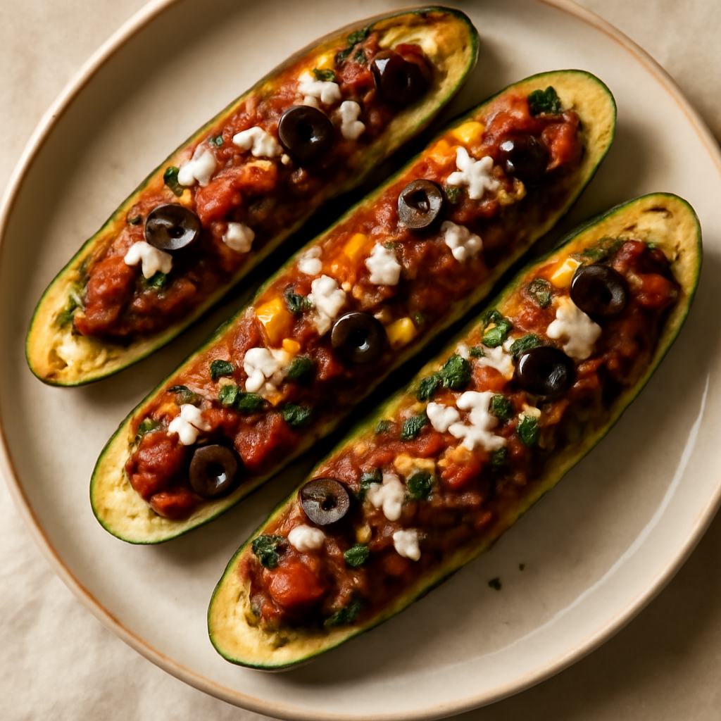 Greek Stuffed Zucchini Boats