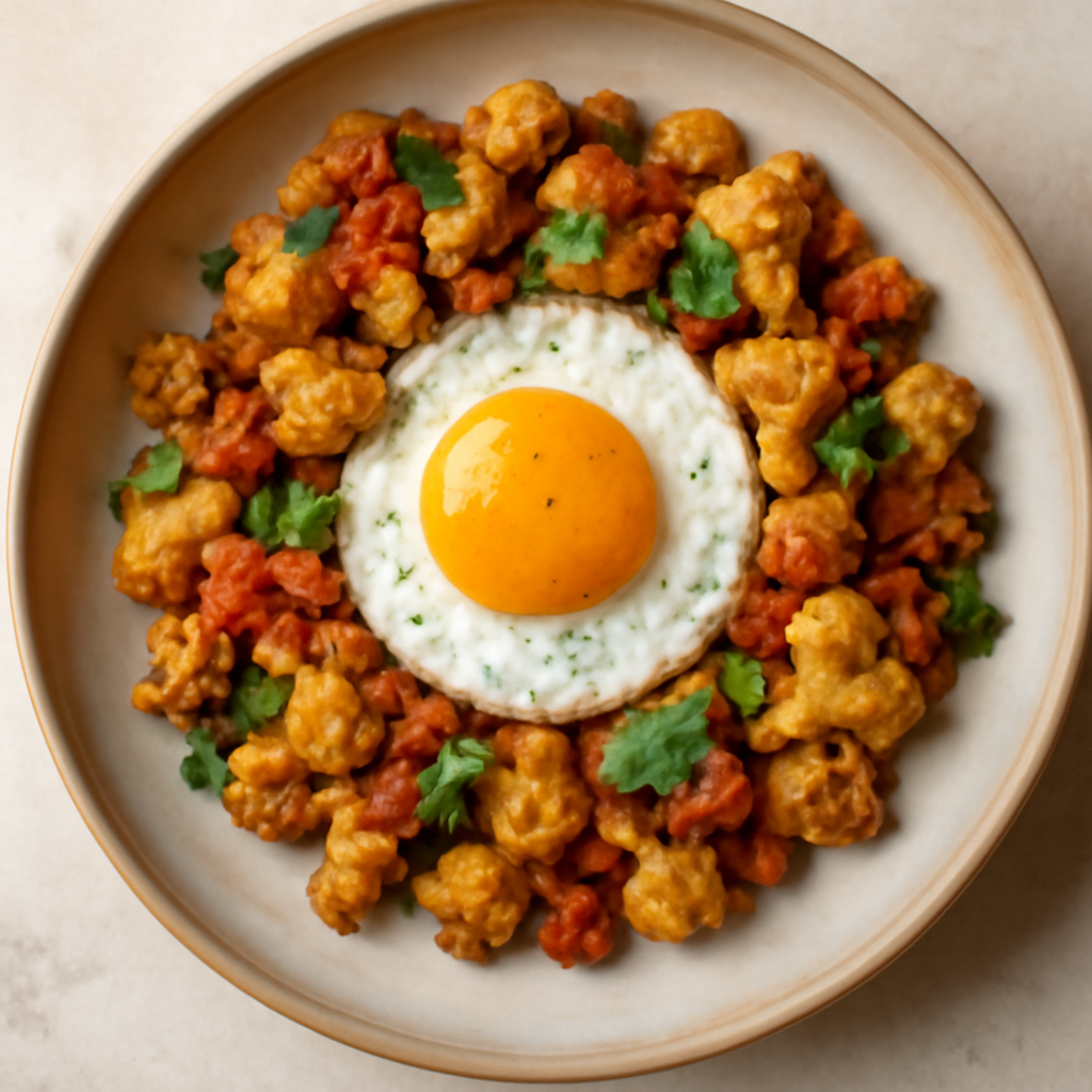 Indian Spiced Egg and Cauliflower Hash