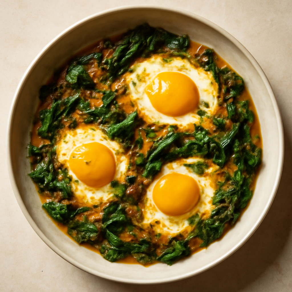 Indian Spiced Egg and Spinach Breakfast Skillet