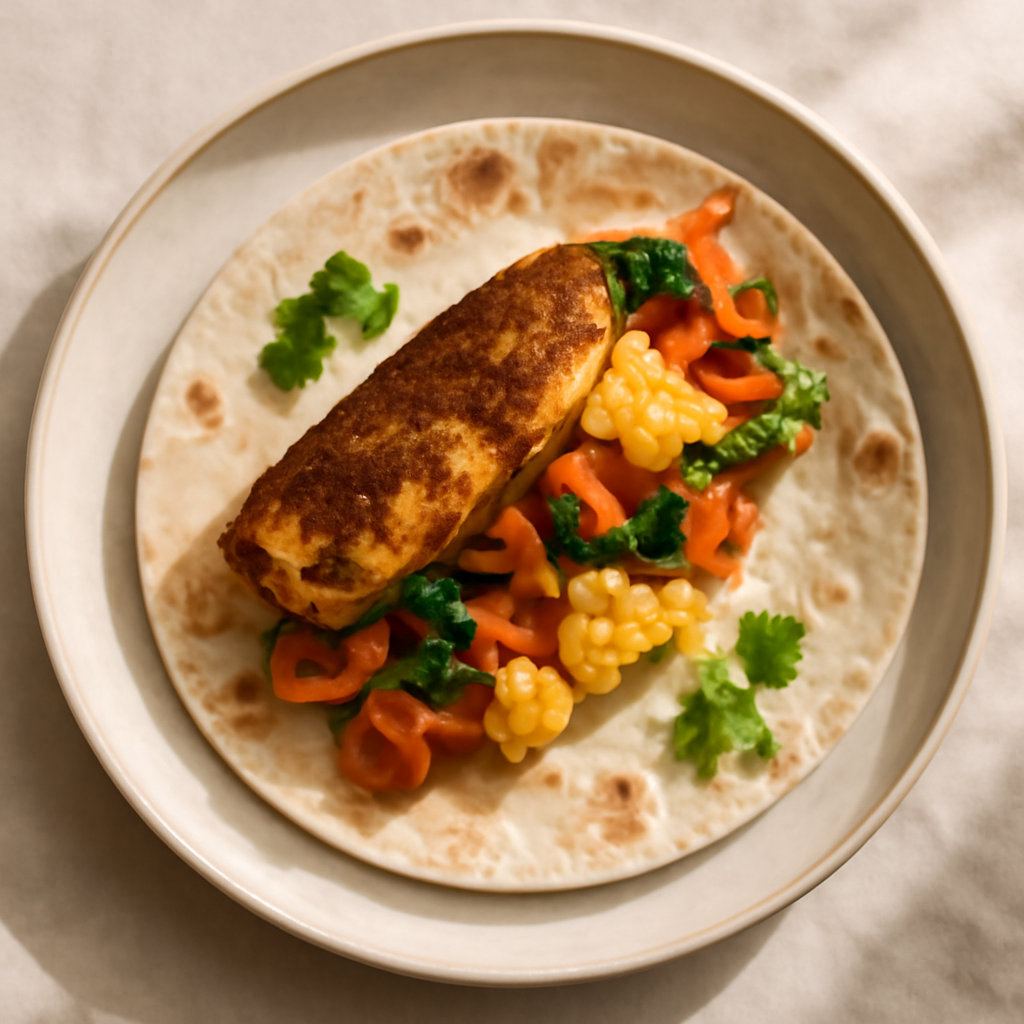 Indian Spiced Fish and Vegetable Breakfast Wraps