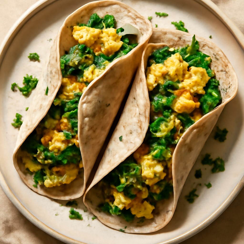 Keto Indian Spiced Egg & Spinach Wraps