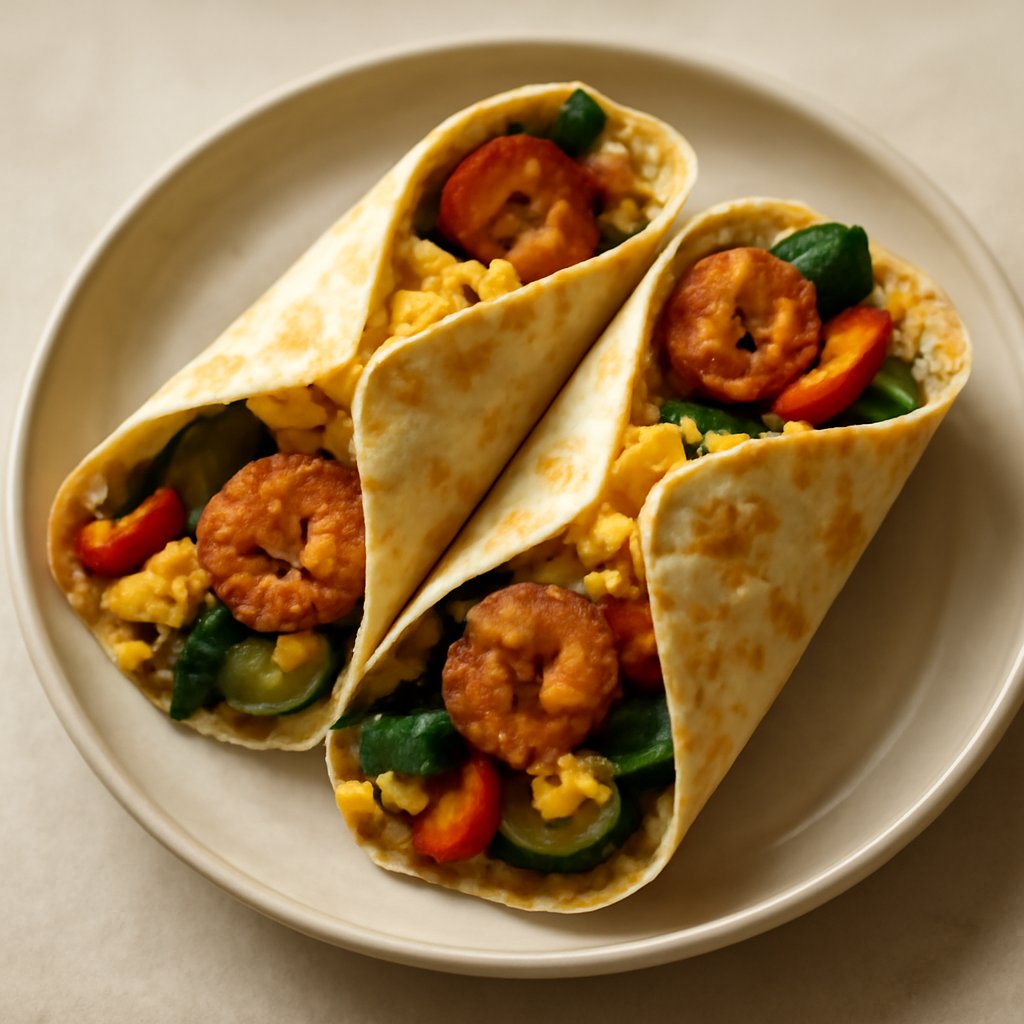 Spiced Indian Prawn & Vegetable Breakfast Wraps