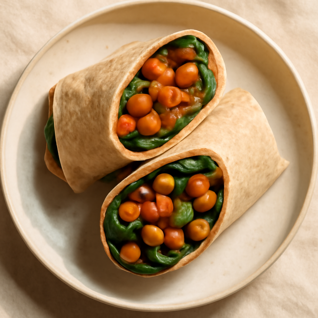 Spicy Chickpea & Spinach Wraps