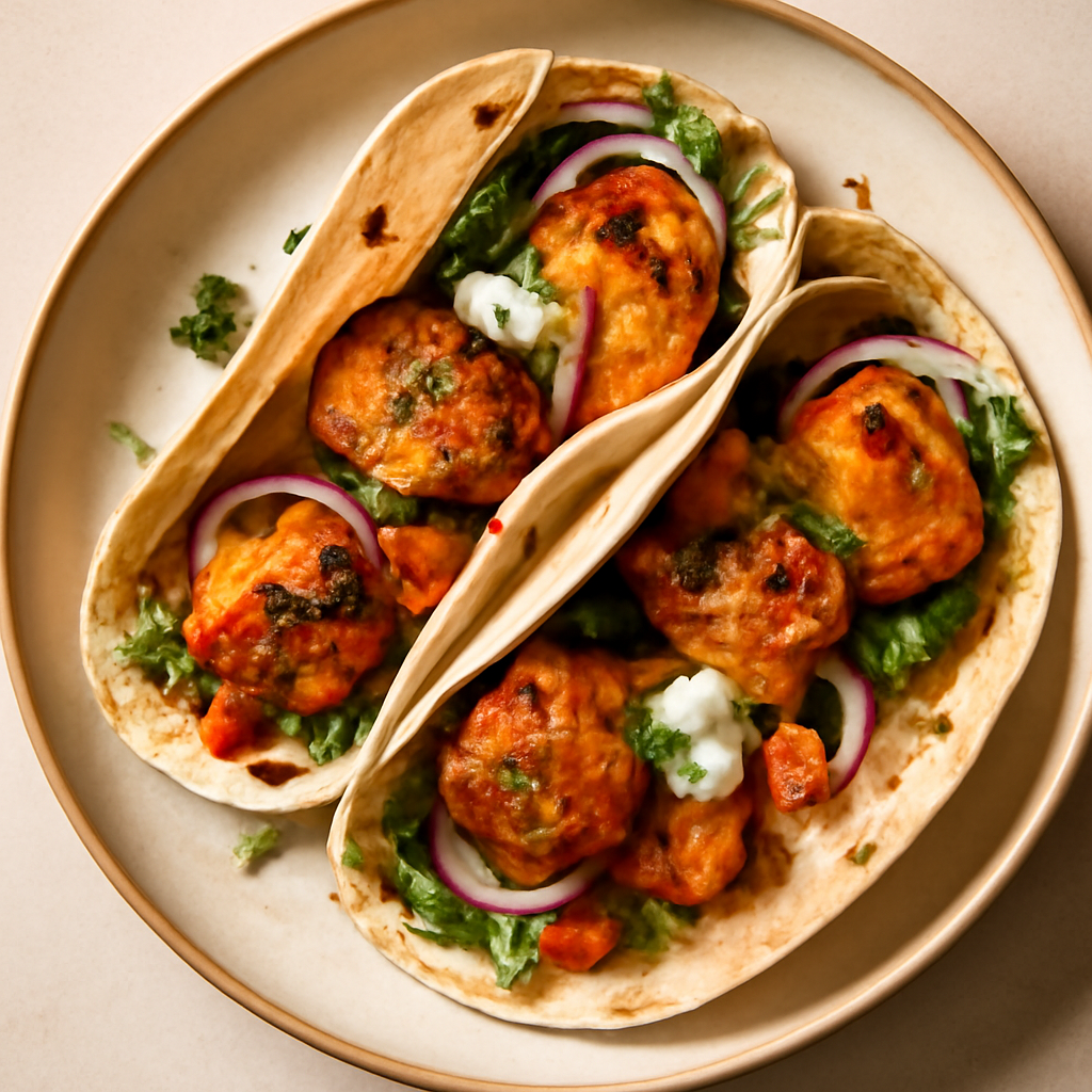 Spicy Indian Fish Tikka Wraps