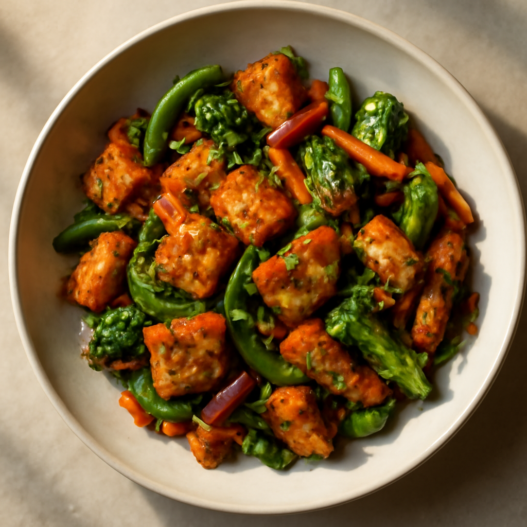 Spicy Indian Fish & Vegetable Stir-Fry