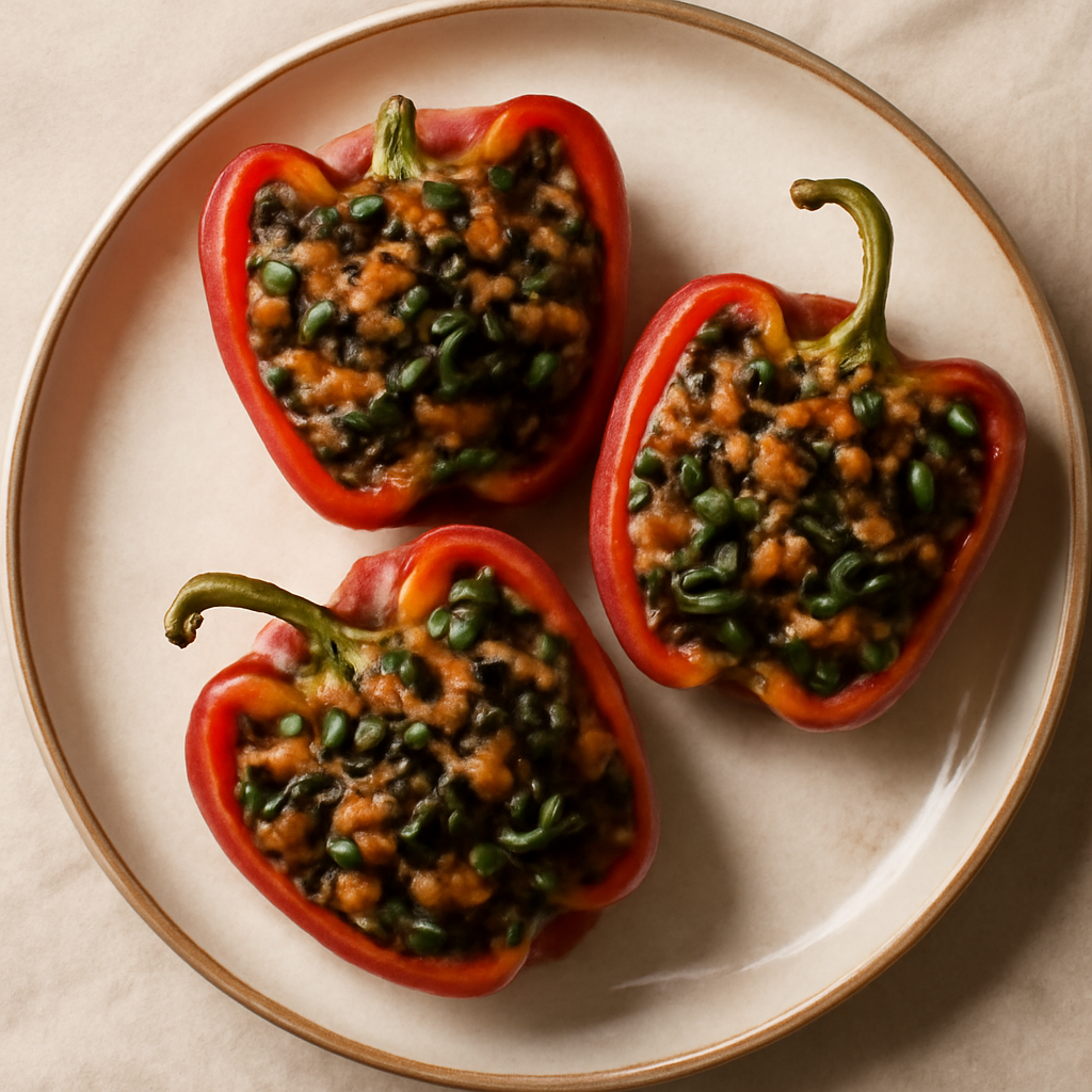 Vegetarian Spinach & Lentil Stuffed Peppers