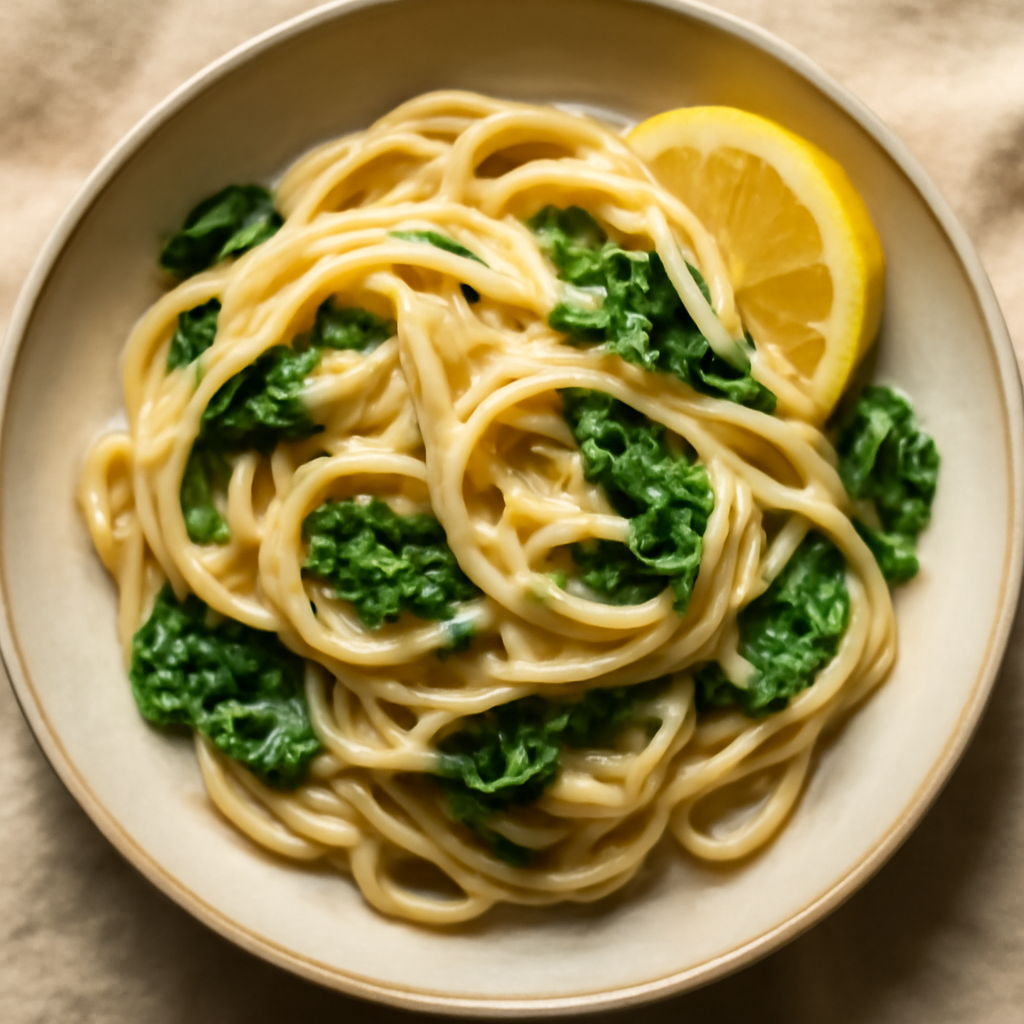 Creamy Lemon Garlic Pasta with Spinach
