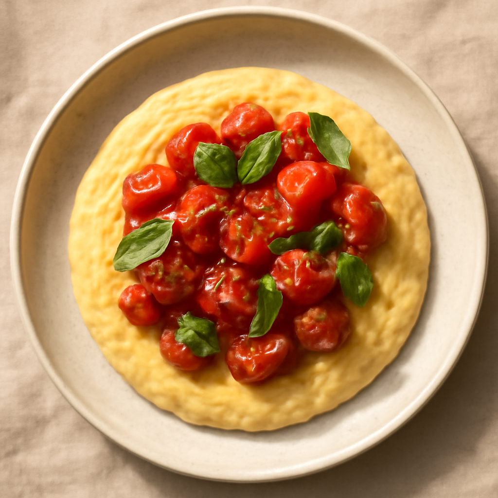 Italian Breakfast Polenta with Tomato and Basil