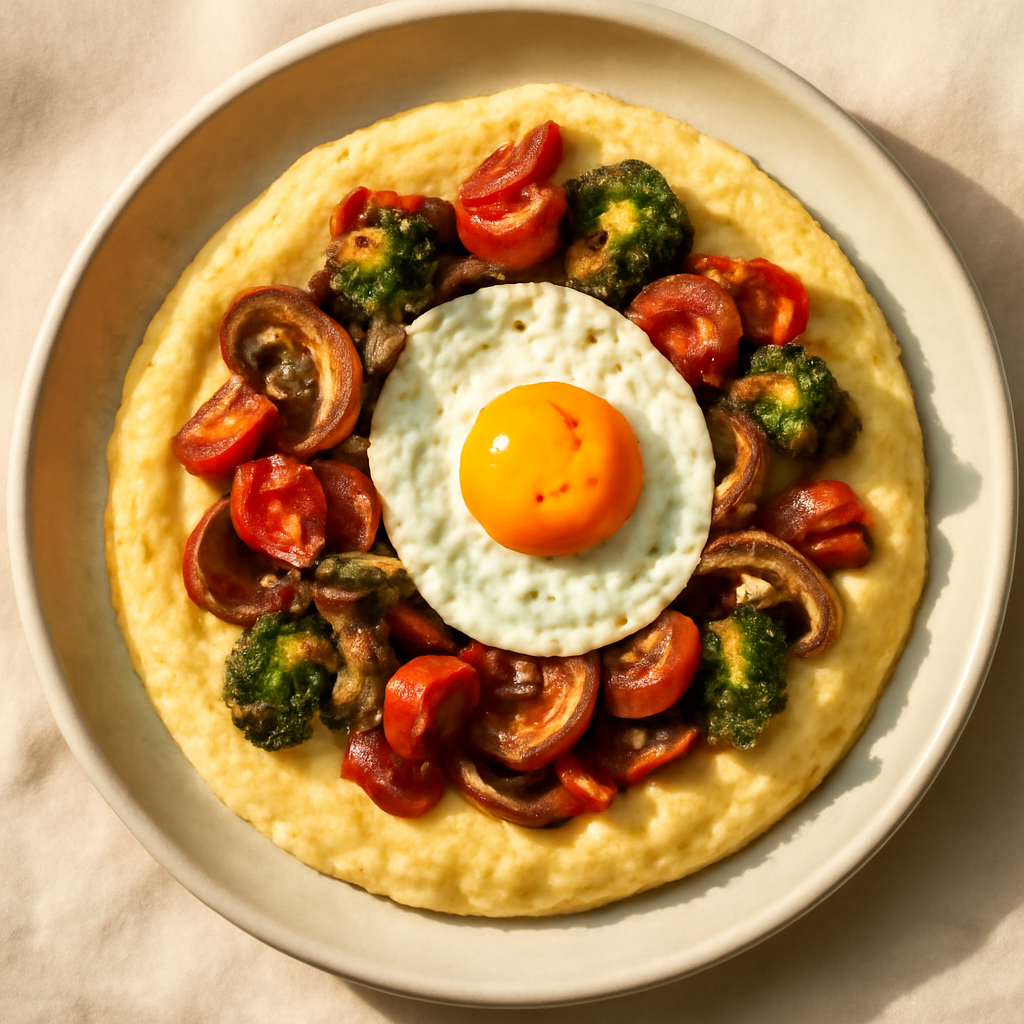 Italian Savory Breakfast Polenta with Roasted Vegetables