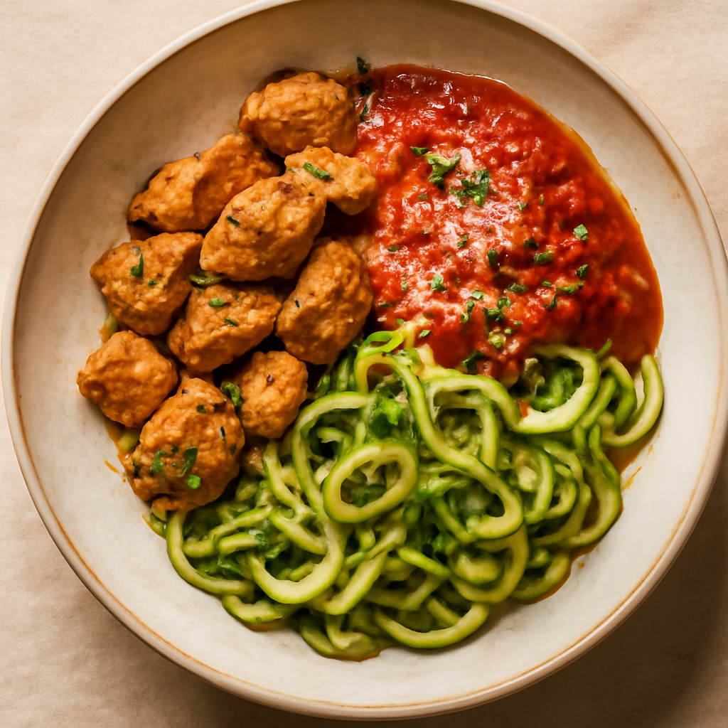 Keto Italian Chicken and Zucchini Noodle Bowl