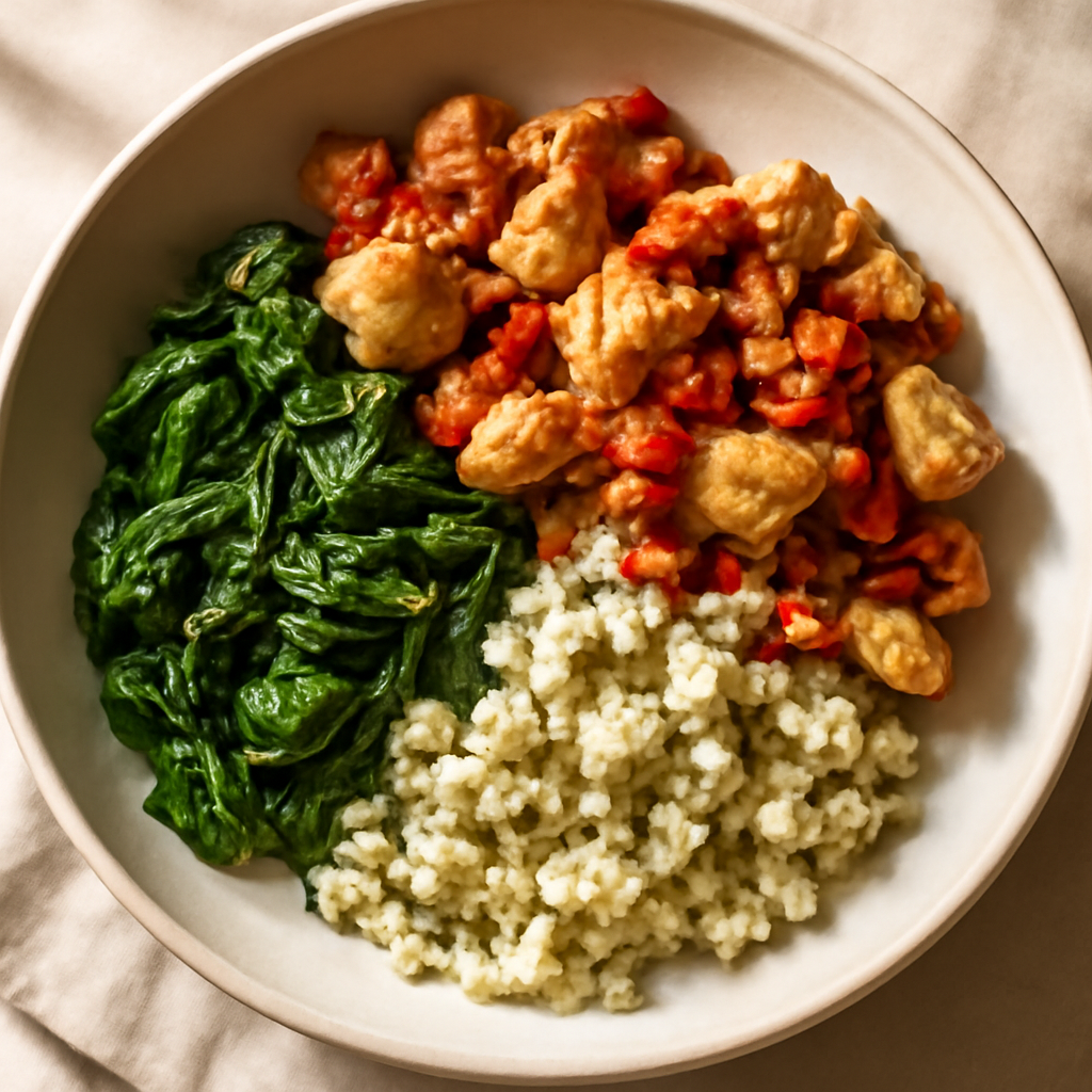 Keto Italian Chicken & Spinach Bowl