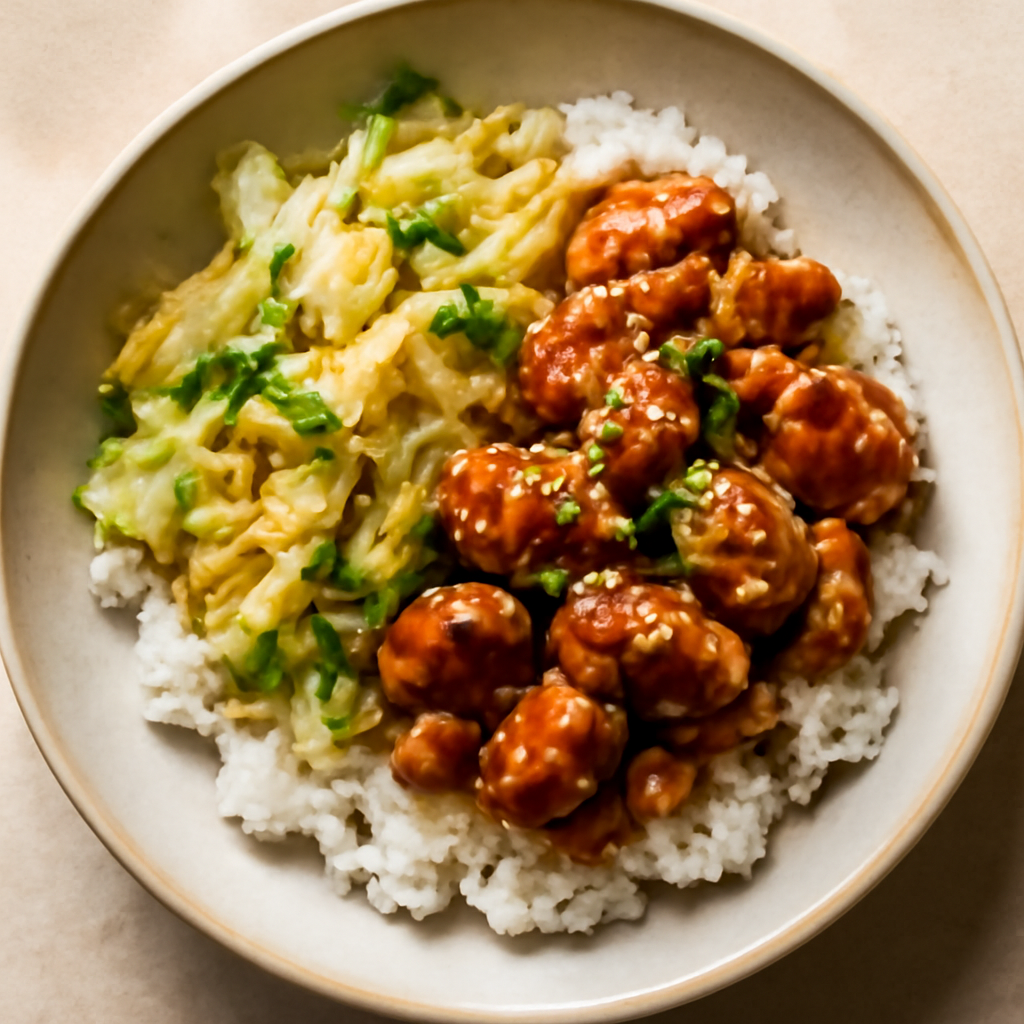 Japanese Chicken & Cabbage Rice Bowl