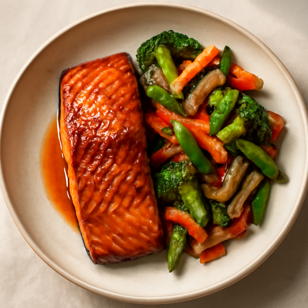 Japanese Miso Salmon with Stir-Fried Vegetables