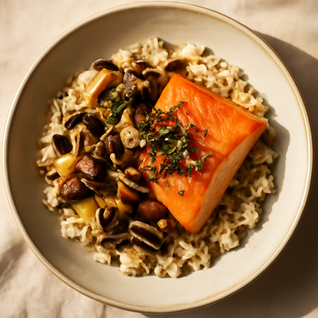 Japanese Mushroom & Salmon Rice Bowl