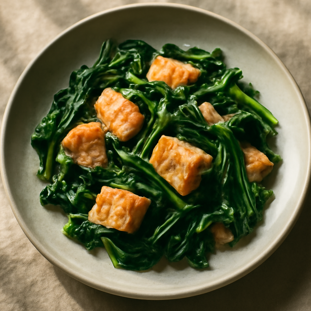 Japanese Salmon and Spinach Stir-Fry