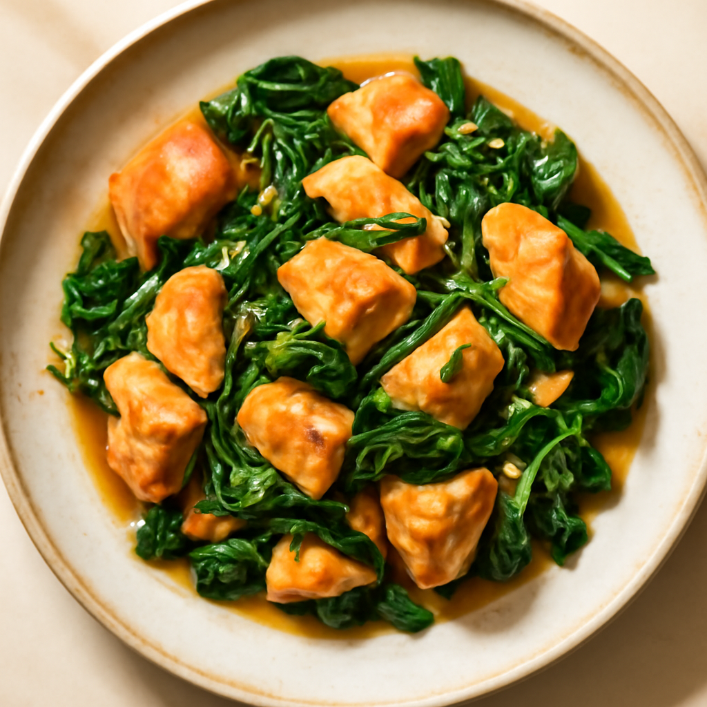 Japanese Salmon & Spinach Stir-Fry (Keto-Friendly)