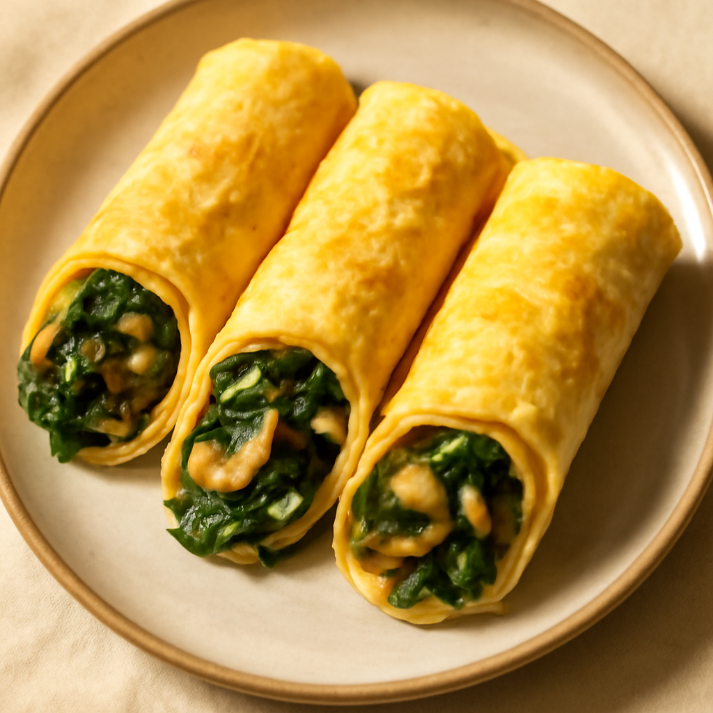 Japanese Tamago Wraps with Spinach and Mushrooms (Keto Friendly)