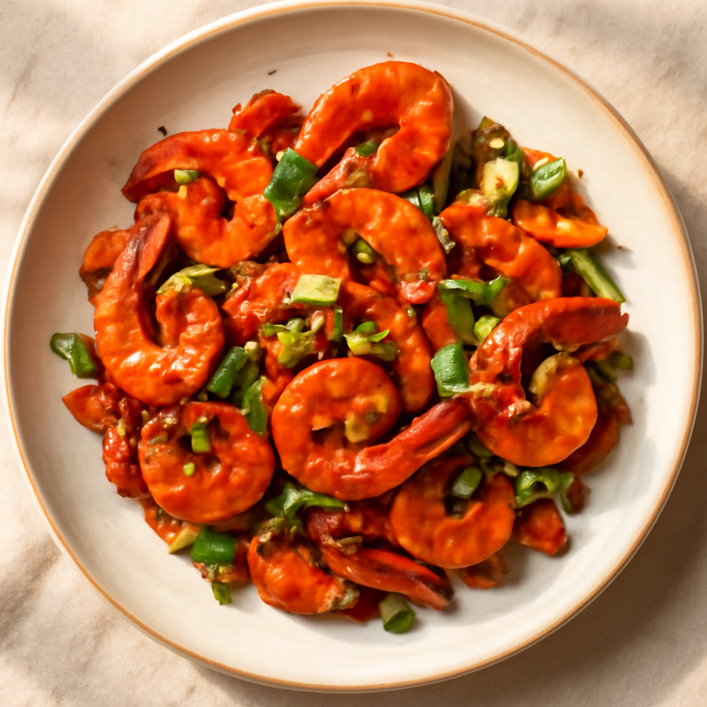 Korean Spicy Garlic Shrimp Stir-Fry