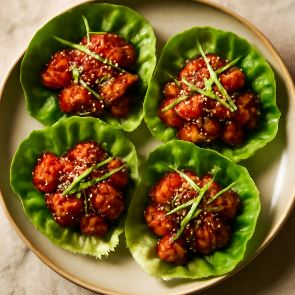 Korean Spicy Sesame Chicken Lettuce Wraps