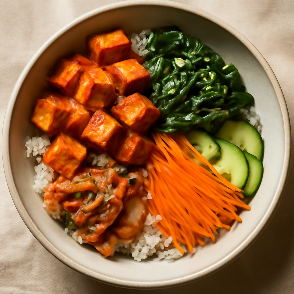 Korean Spicy Tofu & Vegetable Bibimbap Bowl