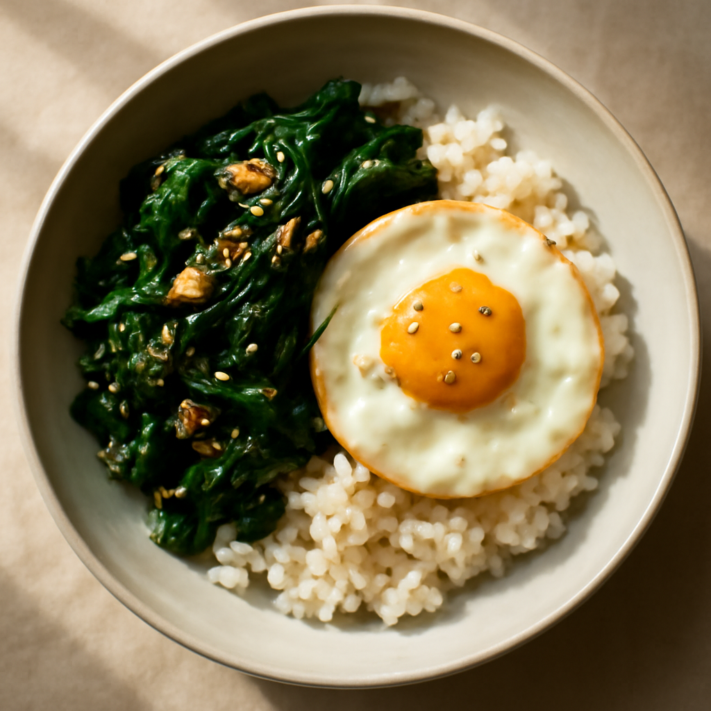 Korean Spinach and Egg Rice Bowl
