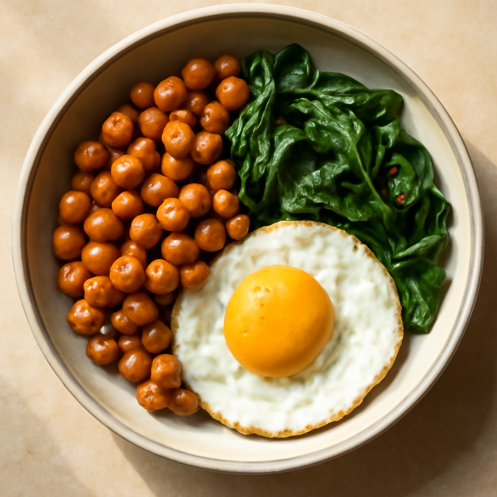 Mediterranean Chickpea and Spinach Breakfast Bowl