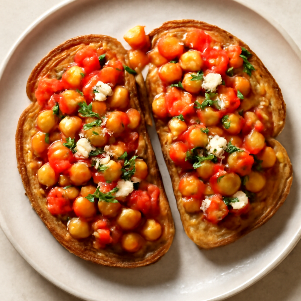 Mediterranean Chickpea and Tomato Breakfast Toasts