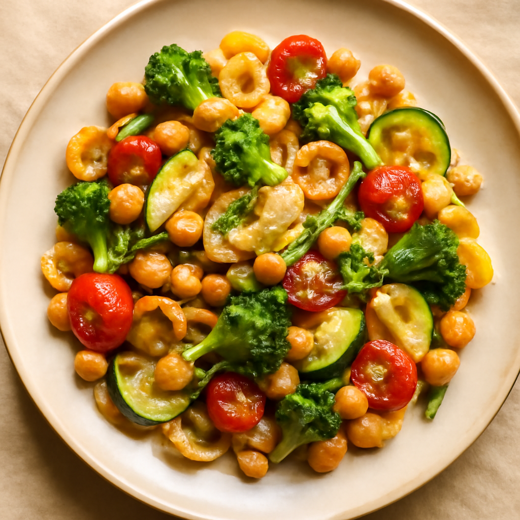 Mediterranean Chickpea Pasta Primavera