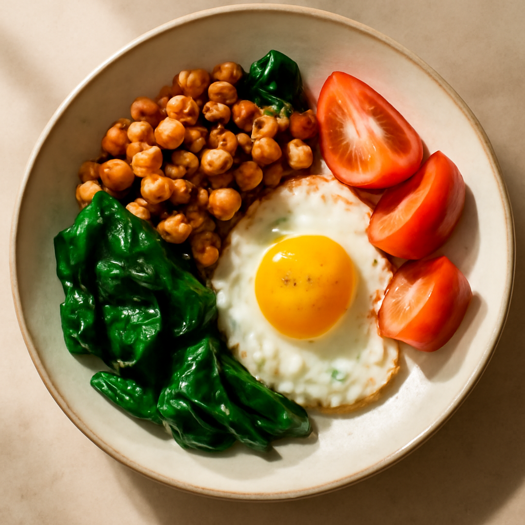 Mediterranean Chickpea & Spinach Breakfast Bowl