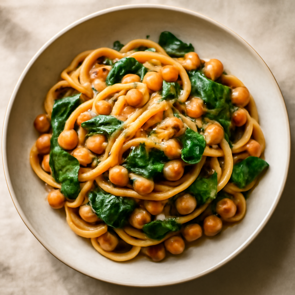 Mediterranean Chickpea & Spinach Pasta