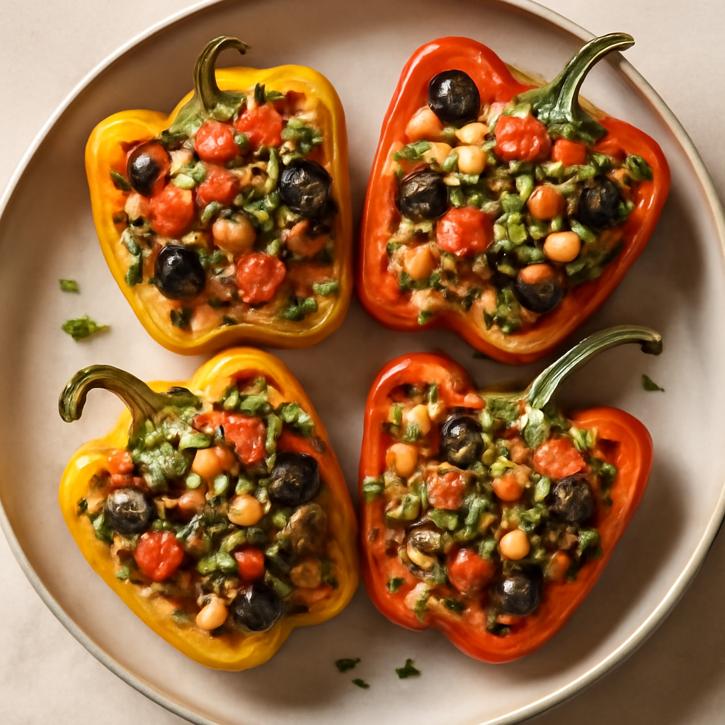 Mediterranean Stuffed Bell Peppers (Vegan)